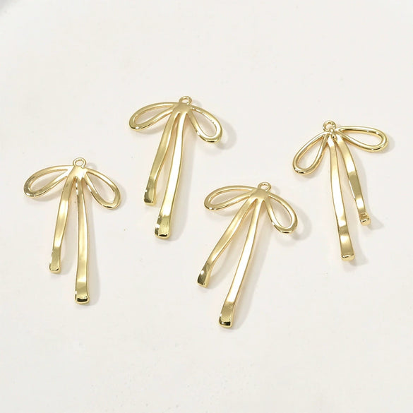 Jewelry Copper Geometric Ribbon Bow Pendant Electroplated Handmade Accessories
