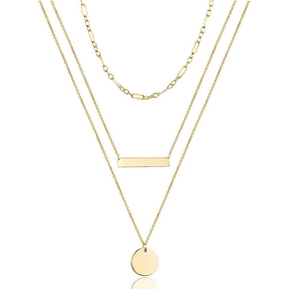 Jewelry Copper Geometric Round Cross Pieces Eye Single Double Triple Layer Multi Style Elegant Fashion Medieval Neck Chain