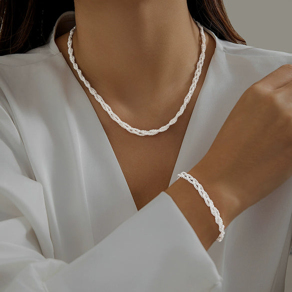 Jewelry Copper Geometric Sparkling Multi Layer Clavicle Necklace For Women Electroplated
