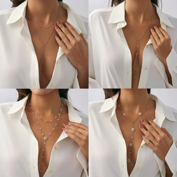 Jewelry Copper Geometric Yshaped Pendant Necklace Simple Electroplating