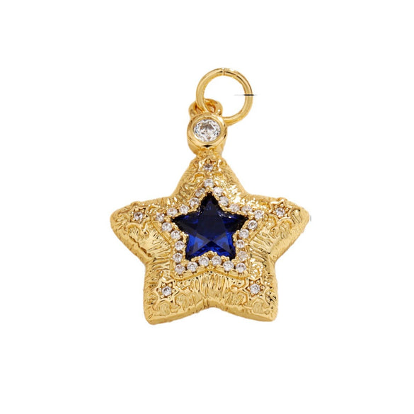 Jewelry Copper Gold Plated Threedimensional Pleated Star Moon Round Oval Palm Small Pendant