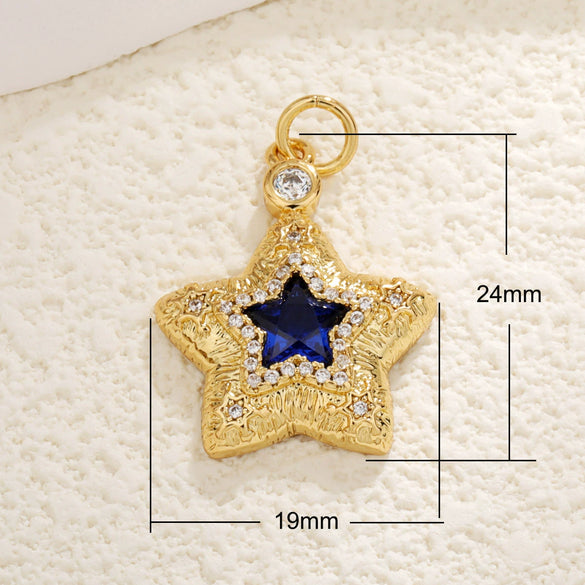 Jewelry Copper Gold Plated Threedimensional Pleated Star Moon Round Oval Palm Small Pendant