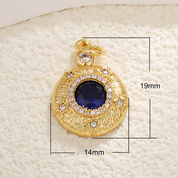 Jewelry Copper Gold Plated Threedimensional Pleated Star Moon Round Oval Palm Small Pendant