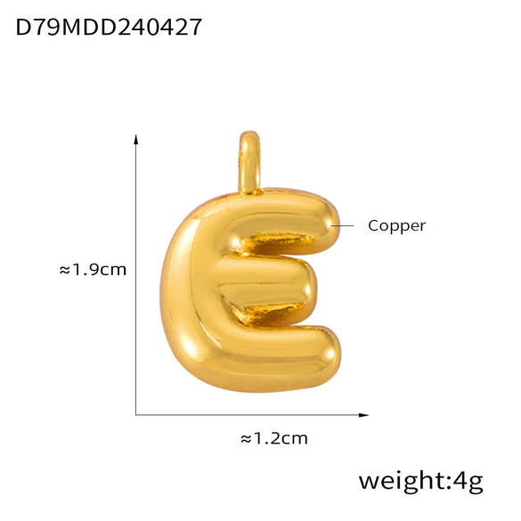 Jewelry Copper Goldplated English Letter Pendant With Geometric Pattern And Simple Style