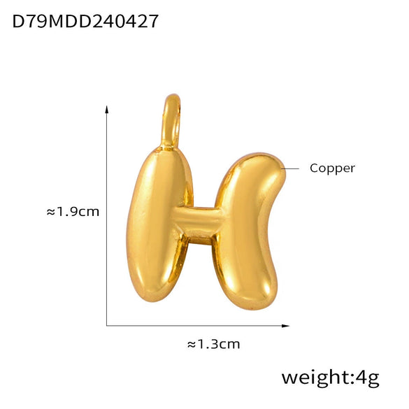 Jewelry Copper Goldplated English Letter Pendant With Geometric Pattern And Simple Style