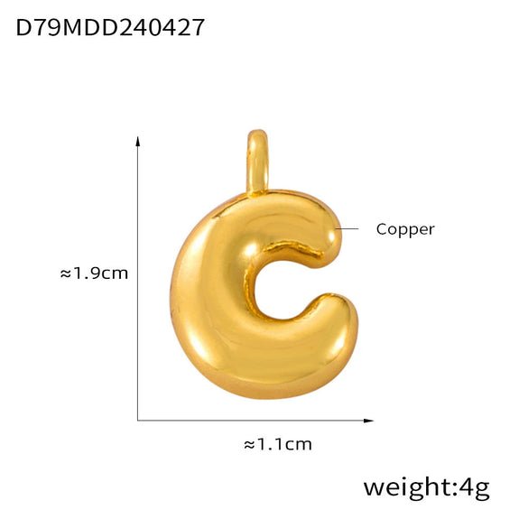 Jewelry Copper Goldplated English Letter Pendant With Geometric Pattern And Simple Style
