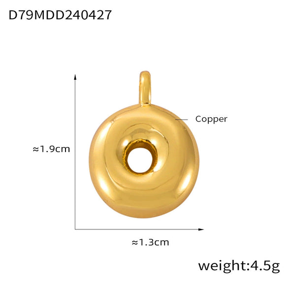 Jewelry Copper Goldplated English Letter Pendant With Geometric Pattern And Simple Style