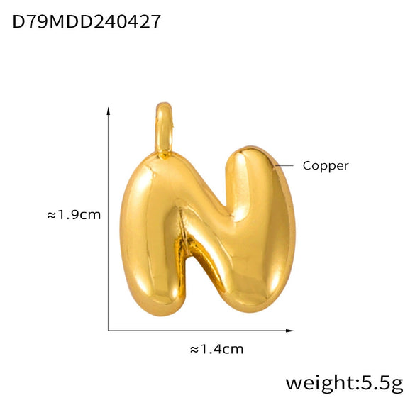 Jewelry Copper Goldplated English Letter Pendant With Geometric Pattern And Simple Style