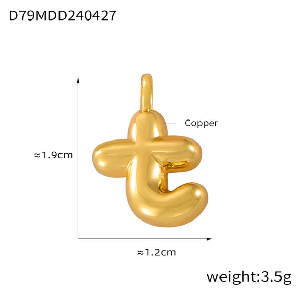 Jewelry Copper Goldplated English Letter Pendant With Geometric Pattern And Simple Style