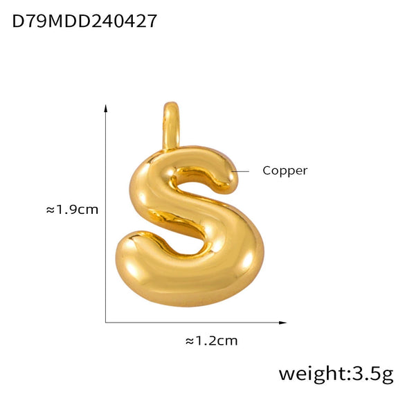 Jewelry Copper Goldplated English Letter Pendant With Geometric Pattern And Simple Style