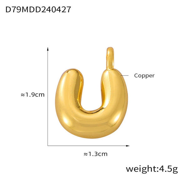Jewelry Copper Goldplated English Letter Pendant With Geometric Pattern And Simple Style