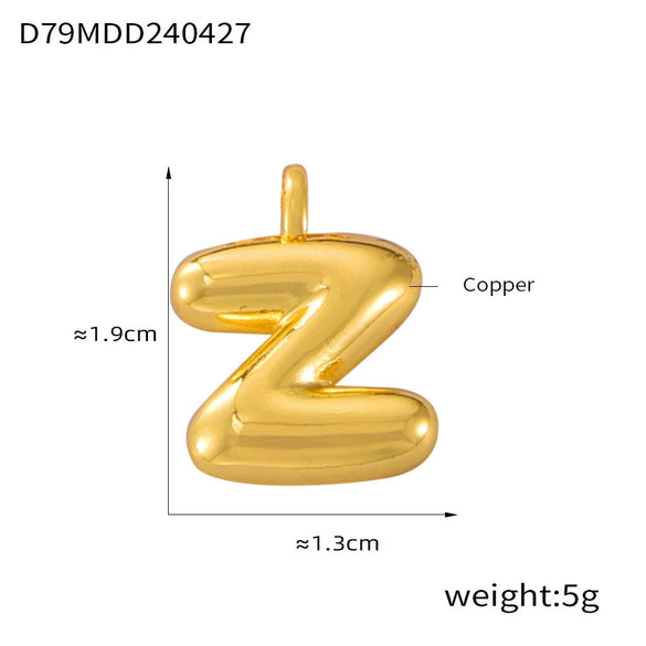 Jewelry Copper Goldplated English Letter Pendant With Geometric Pattern And Simple Style