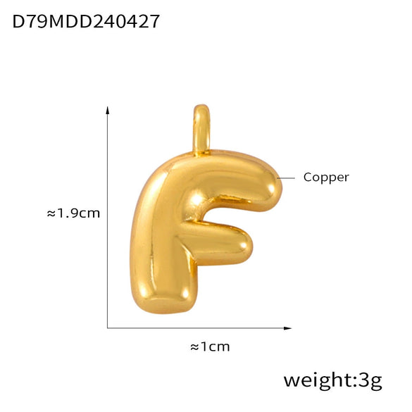 Jewelry Copper Goldplated English Letter Pendant With Geometric Pattern And Simple Style