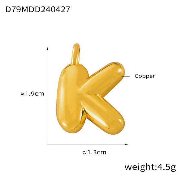 Jewelry Copper Goldplated English Letter Pendant With Geometric Pattern And Simple Style