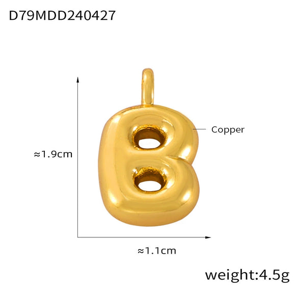 Jewelry Copper Goldplated English Letter Pendant With Geometric Pattern And Simple Style