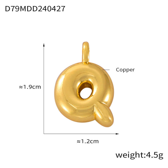 Jewelry Copper Goldplated English Letter Pendant With Geometric Pattern And Simple Style