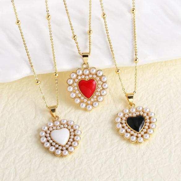 Jewelry Copper Goldplated Heartshaped Pendant Necklace Clavicle Chain Electroplating
