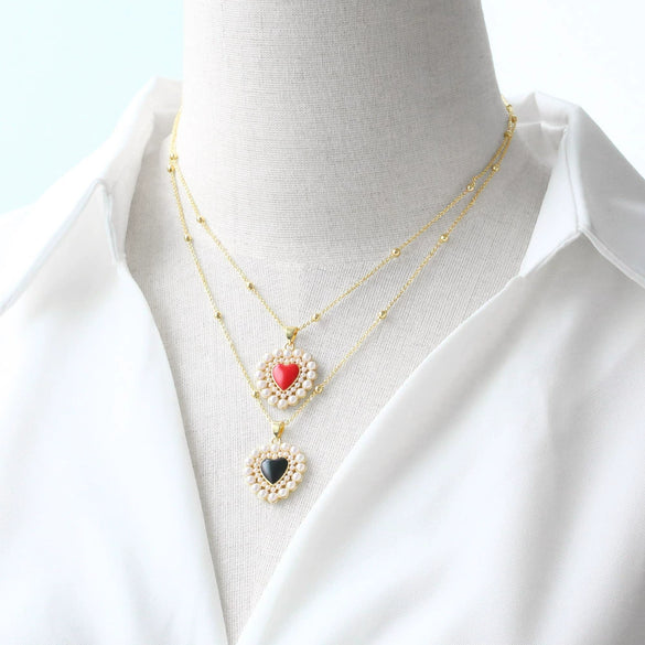 Jewelry Copper Goldplated Heartshaped Pendant Necklace Clavicle Chain Electroplating