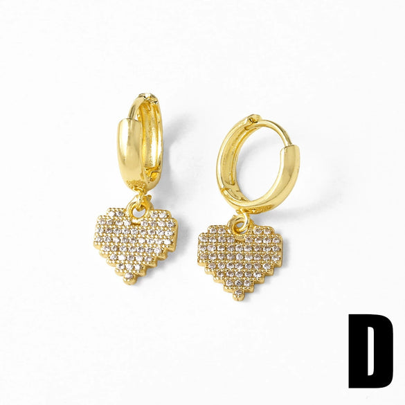 Jewelry Copper Heart Geometric U Shape Goldplated Earrings For Women