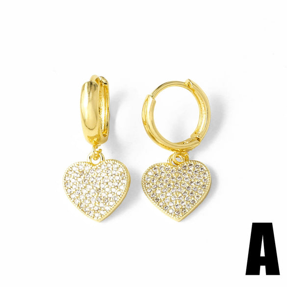 Jewelry Copper Heart Geometric U Shape Goldplated Earrings For Women