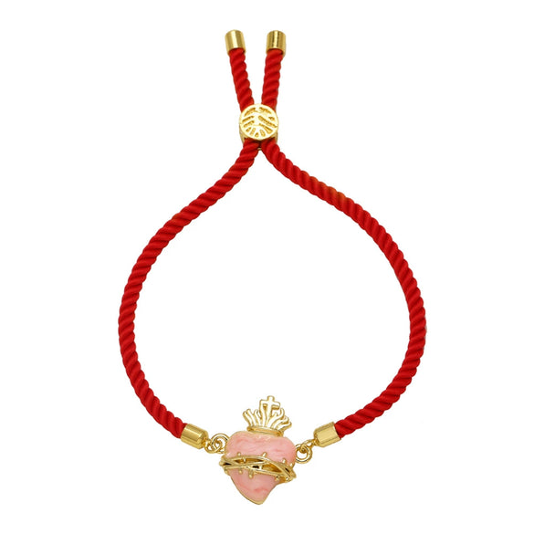 Jewelry Copper Heart Pendant Adjustable Bracelet Electroplating Unisex