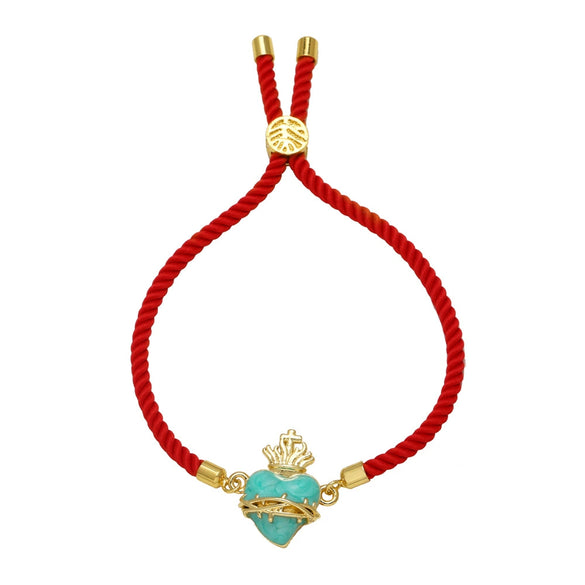 Jewelry Copper Heart Pendant Adjustable Bracelet Electroplating Unisex
