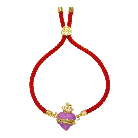 Jewelry Copper Heart Pendant Adjustable Bracelet Electroplating Unisex
