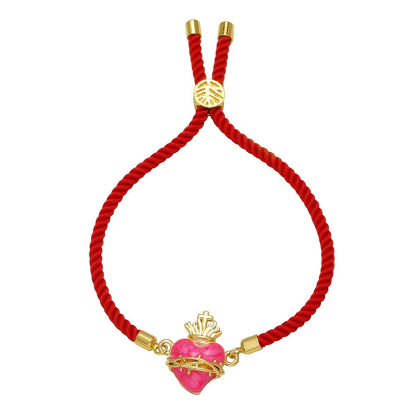 Jewelry Copper Heart Pendant Adjustable Bracelet Electroplating Unisex