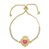 Jewelry Copper Heart Pendant Adjustable Bracelet Unisex Electroplating
