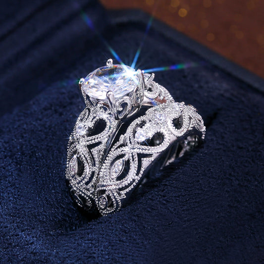 Jewelry Copper Heart Ring With Zircon For Women