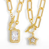Jewelry Copper Heart Shape Fivepointed Star Diamond Zircon Pendant Necklace Whip Chain