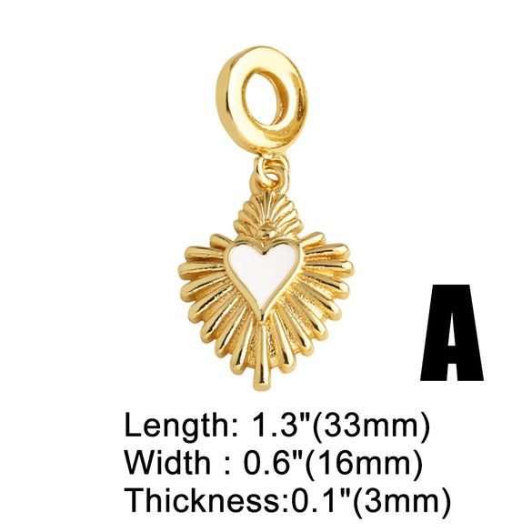 Jewelry Copper Heart Shape Pendant Electroplating Diy Bracelet Accessories