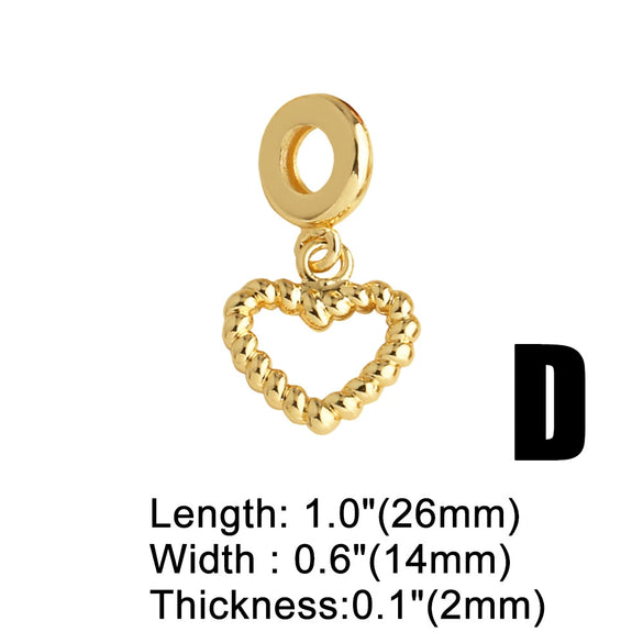 Jewelry Copper Heart Shape Pendant Electroplating Diy Bracelet Accessories
