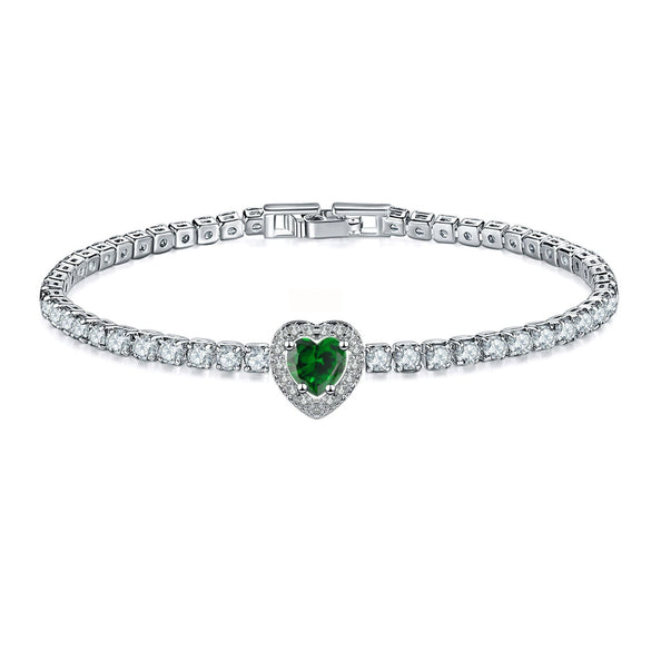 Jewelry Copper Heart Shaped Microinlaid Zircon And Glass Bracelet