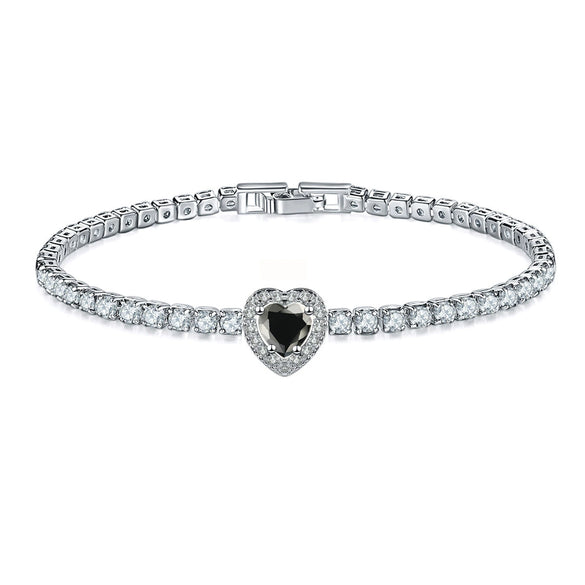 Jewelry Copper Heart Shaped Microinlaid Zircon And Glass Bracelet