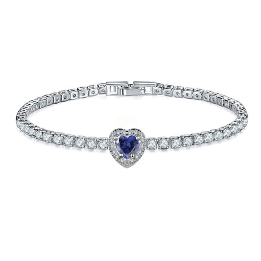 Jewelry Copper Heart Shaped Microinlaid Zircon And Glass Bracelet