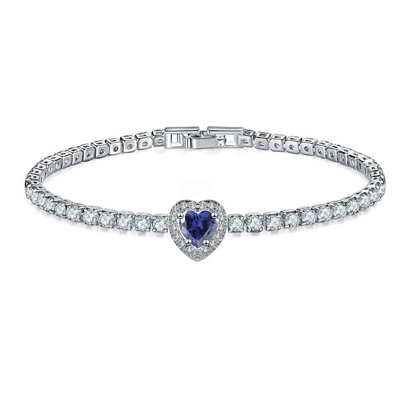Jewelry Copper Heart Shaped Microinlaid Zircon And Glass Bracelet