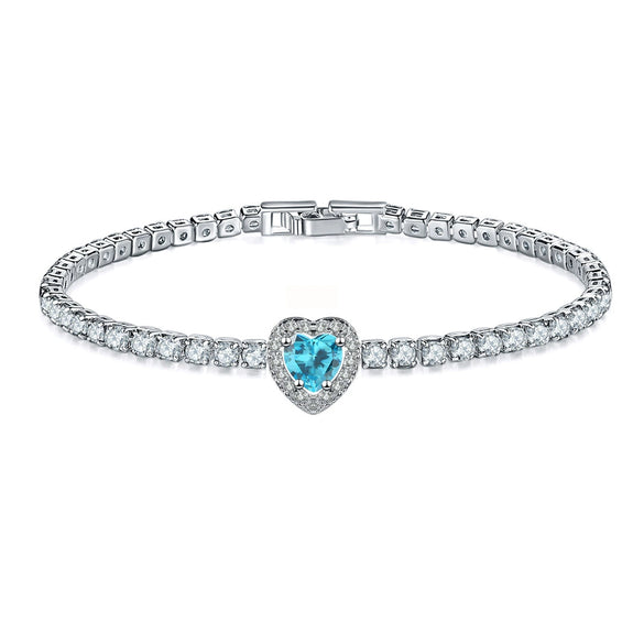 Jewelry Copper Heart Shaped Microinlaid Zircon And Glass Bracelet