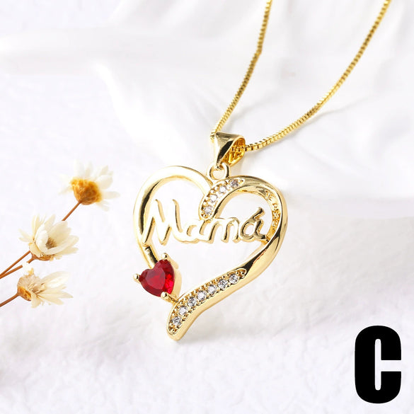 Jewelry Copper Heart Shaped Pendant Necklace With Electroplating And O Word Chain For Women