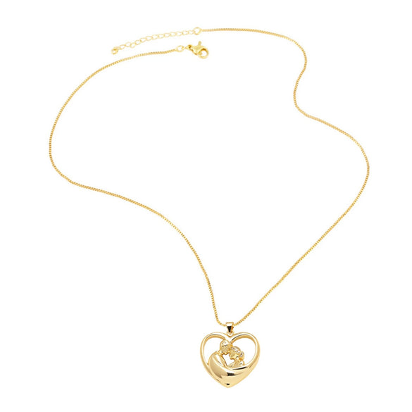 Jewelry Copper Heart Shaped Pendant Necklace With Electroplating And O Word Chain For Women