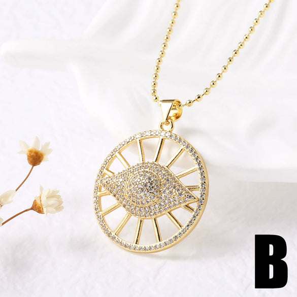 Jewelry Copper Heart Star Pendant Necklace With Electroplating