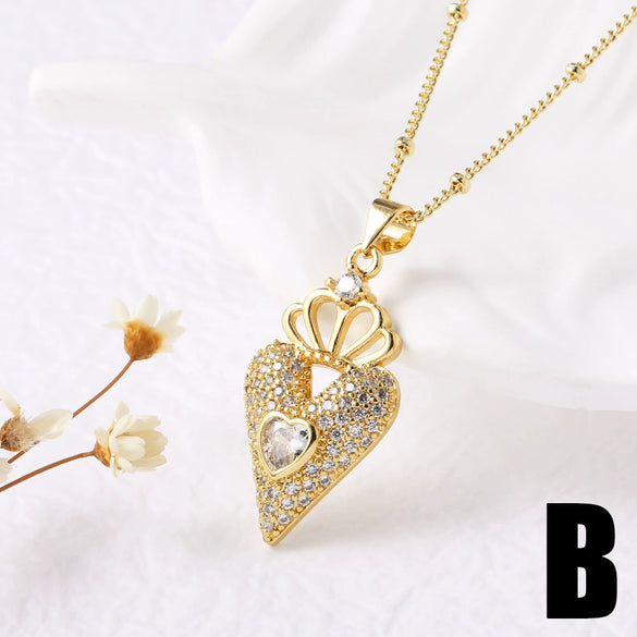 Jewelry Copper Heart Tree Of Life Mermaid Pendant Necklace With Electroplating And Geometric Pattern