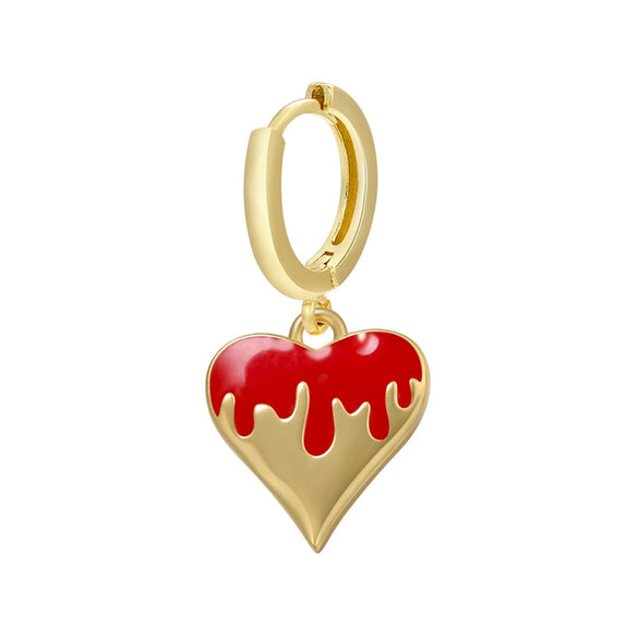 Jewelry Copper Heartshaped Dripping Oil Pendant Earrings For Women