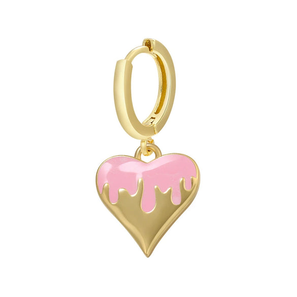 Jewelry Copper Heartshaped Dripping Oil Pendant Earrings For Women
