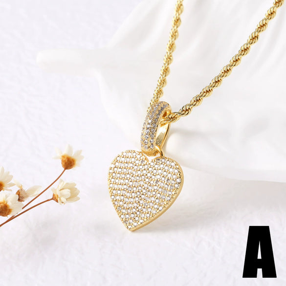 Jewelry Copper Heartshaped Pendant Necklace Electroplating