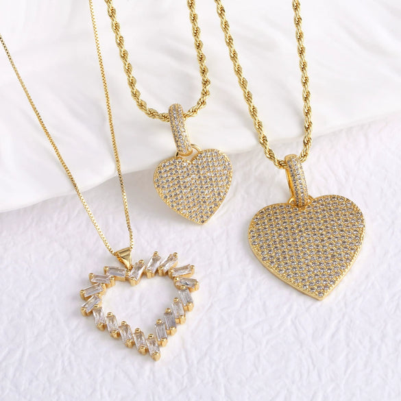 Jewelry Copper Heartshaped Pendant Necklace Electroplating