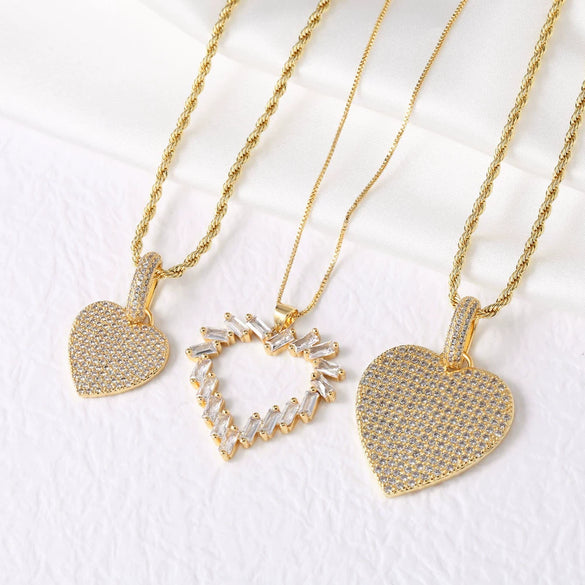 Jewelry Copper Heartshaped Pendant Necklace Electroplating