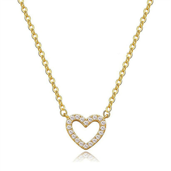 Jewelry Copper Hollow Love Geometric Shiny Microinlaid Zircon Necklace For Women
