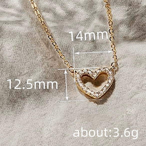 Jewelry Copper Hollow Love Geometric Shiny Microinlaid Zircon Necklace For Women