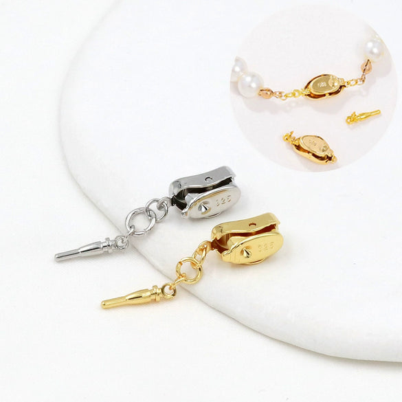 Jewelry Copper Ingot Buckle Electroplating Pearl Stick Buckle Necklace Bracelet Clip Diy Manual Connection Accessories
